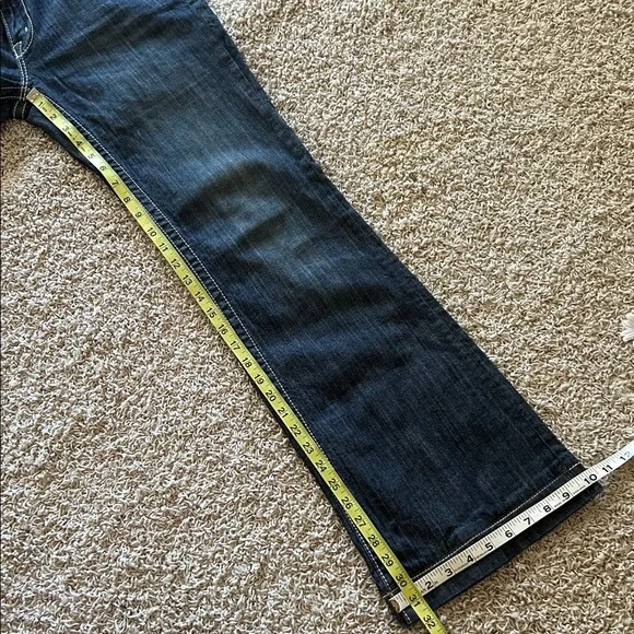 MISS ME⚜️Wide Leg Flare Dark Blue JEANS with Flap Pockets Size 30 - Picture 9 of 12